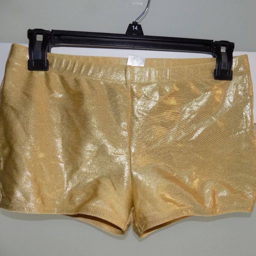 GTM Gold Gymnastics Spandex Spanks Shorts GTM brand Size YL Girl's